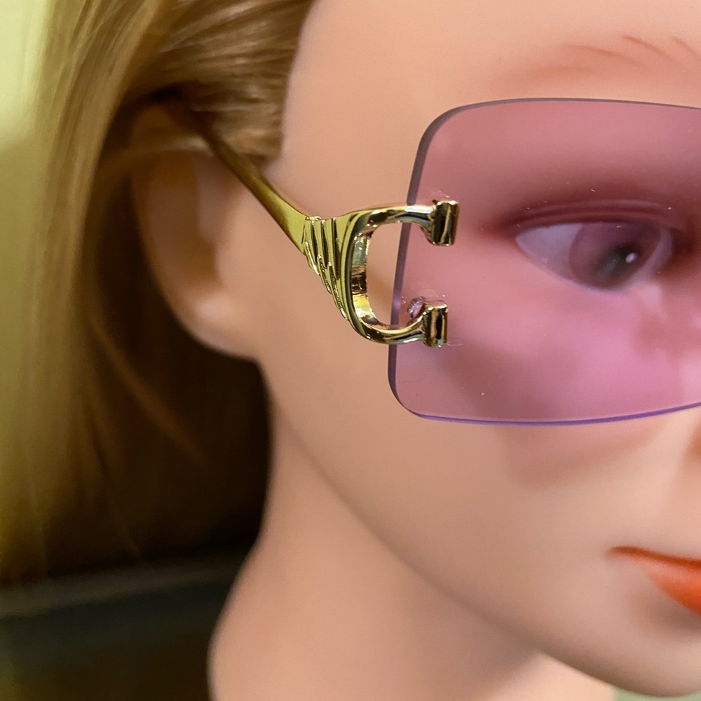 Modern Purple Claw Rectangular Sunglasses - image 4